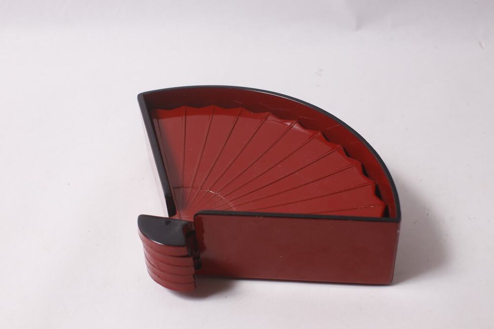 Japanese Fan-shaped Coaster Lot Red Kitchen Serving Decor ~ 260812-WH 947